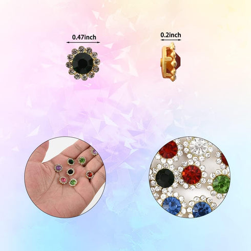 Crystal Flower Shape Rhinestone Buttons 100Pcs 12mm Sunflower Flatback Claw Cup Sewing on Rhinestone for DIY Jewelry Crafts Bow Tie Clothes...