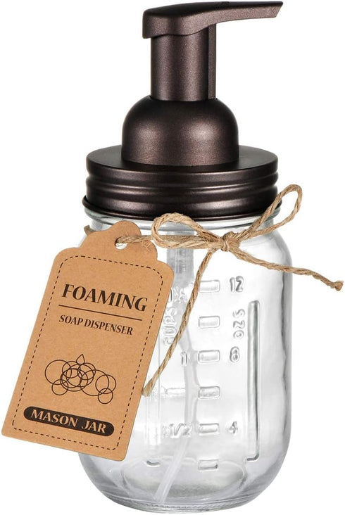 Amolliar Mason Jar Foaming Soap Dispenser, Rustproof Stainless Steel Lid, BPA Free Foam Pump, with Chalkboard Labels, Rustic Farmhouse Decor, Hand...