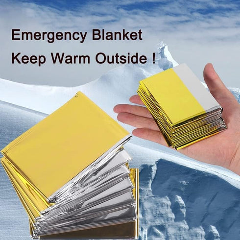 GALAXYLENSE 4 Packs Mylar Thermal Blanket for Survival Emergency First Aid Kits Army Outdoors Hiking Camping Bug Out Trauma Desert All Weather Con...