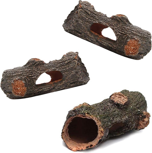 Hamiledyi 3PCS Betta Log Trunk Driftwood Decor Aquarium Fish Tank Hollow Tree Trunk Hideout Small Size for Bearded Dragon Reptile....