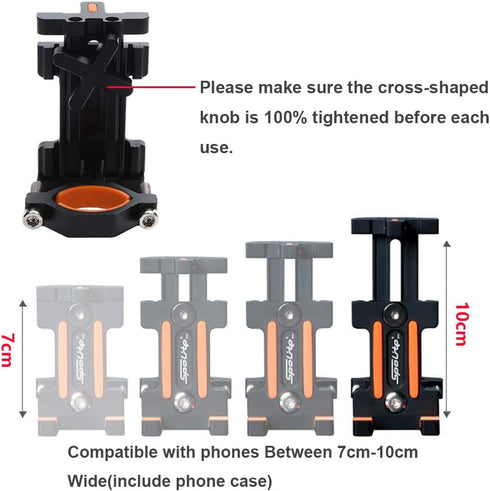 Motorcycle Bike Phone Mount Holder, Aluminum Bicycle Holder for Cell Phone 360° Rotation Bike Handlebar Phone Cradle, Compatible with Smartphones ...