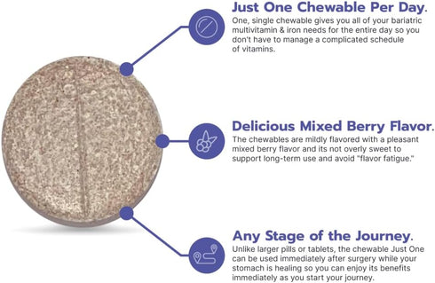 Bari Life Just One Chewable, Once Daily Bariatric Multivitamin and Iron...