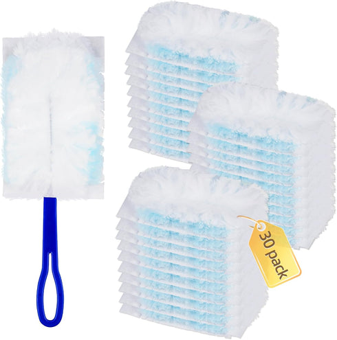 30 Count Duster Refills Compatible with Swiffer Dusters 180 / Extendable Handle Dusters, 180° Heavy Duty Multi-Surface Duster Replacement with 1 E...