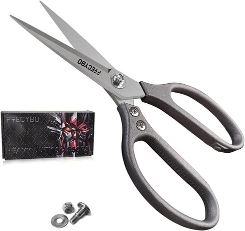 Heavy Duty Scissors 9'', All Purpose, Leather Scissors, Reinforced Stainless Steel Blades with Metal Handles for Home, Office, Easy Cutting Cardbo...