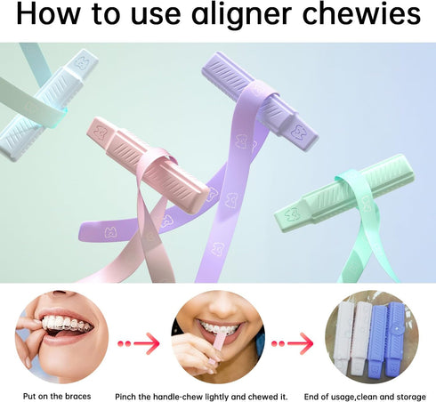 HEMILAB® 4 Pack Aligner Chewies, Handheld Cute Aligner Chompers, Compatible with Invisalign Braces, Aligners, Retainers...