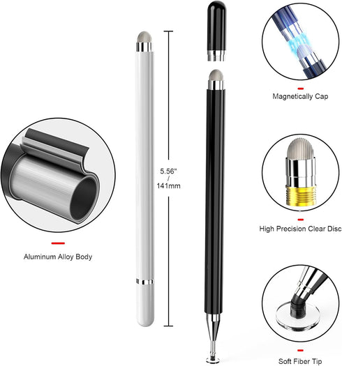 Stylus Pens for Touch Screens, Capacitive Pen High Sensitivity Disc Tip, Magnetism Cover Cap, Universal for Apple/iPhone/iPad pro/Mini/Air/Android...
