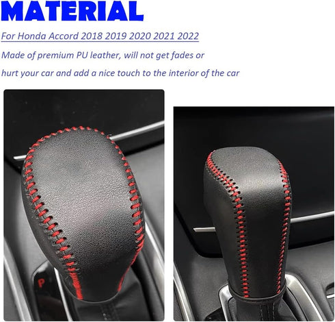Gear Shift Knob Cover for Honda HRV/CRV 2023 Auto Leather Gear Shifter Knob Protector Trim for Honda Accord 2023-2018/ Civic 2022+ Accessories(Bla...