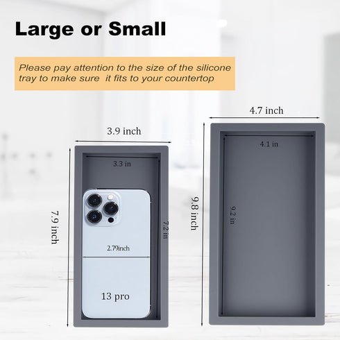 Bathroom Trays for Counter, Slicone Vanity Trays for Bathroom, Rectangle Sponge Holder for Kitchen Sink - Grey...