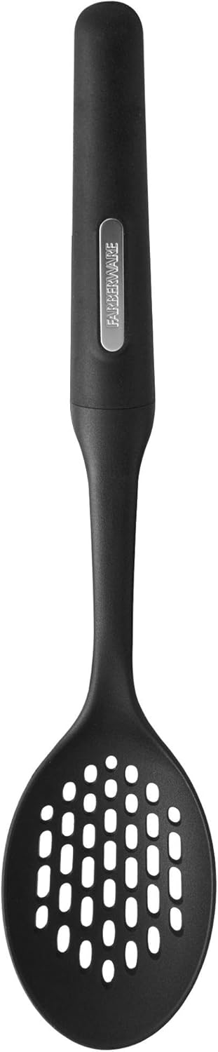 Farberware Professional Soft Handled Slotted Straining Spoon with Perforations Heavy-Duty Heat Resistant Nylon Safe for Non-stick Cookware, 13-Inc...