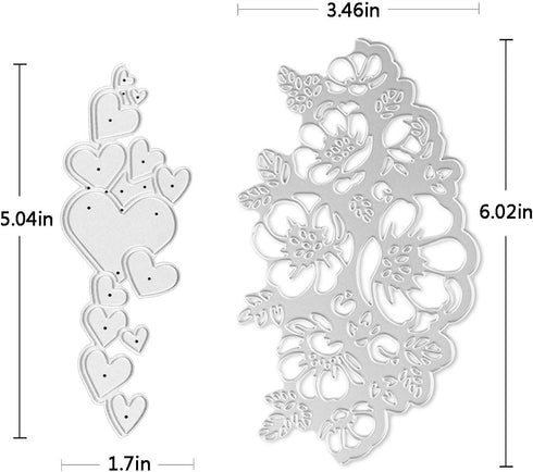 Valentine's Flower Metal Cutting Dies Stencil Template Molds, Love Flowers Embossing Tool Die Cuts for Card Making Album Paper Scrapbooking DIY Et...