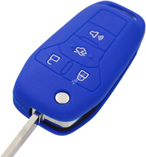 Silicone Rubber Key Fob Cover Protector for Ford Fusion Explorer (Flip Key) N5F-A08TAA 164-R7986 5924003 4 Button Remote Control...