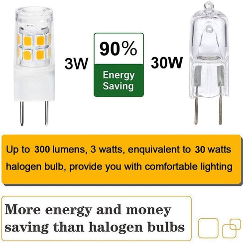 4-Pack G8 LED Bulb,GY8.6/T4 Bi-pin Base LED 3W, 30W Halogen Bulb Replacement,for Under Cabinet Kitchen Lighting, Under-Cabinet Light, GE Microwave...