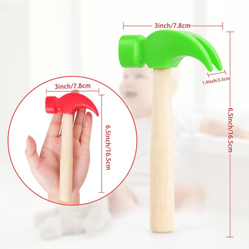 Fowecelt 3 Pack Wooden Hammer Toys Simulation Hammers Maintenance Tools Educational Toys for Kids Birthday Party Games Supplies...