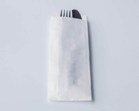 100 Pack 100% White Kraft Paper Bags, 2.75 x 10 inches White Plain Bag Kitchen Cutlery Utensils Holder (Box of 100 pcs)...