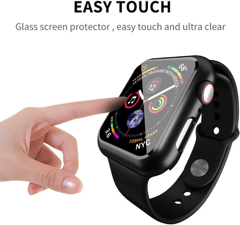 Smiling Case Compatible with Apple Watch SE 2 (2024)/SE/Series 6/5/4 44mm with Built in Tempered Glass Screen Protector,Overall Protective Hard PC...