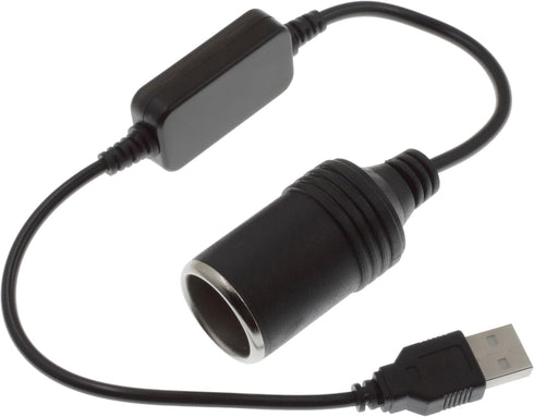 1ft USB A to 12V 8W Car Cigarette Lighter Power Adapter Cable for Dash Cams, GPS, LED Strips, and Automotive Electronics...