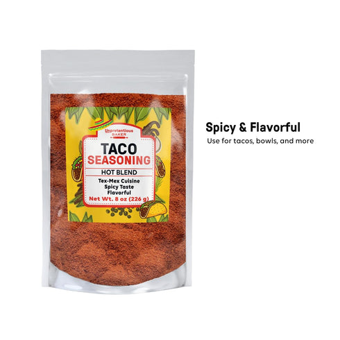 Unpretentious Hot Taco Seasoning, 8 oz, Tex-Mex Cuisine, Hot & Spicy Seasoning Blend, Tacos...