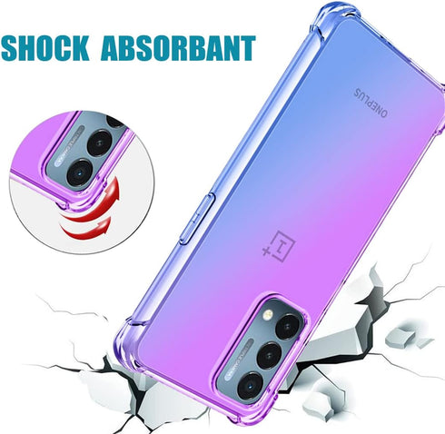 for OnePlus Nord N200 5G Case with Tempered Glass Screen Protector, Cute Clear Gradient Slim Shockproof TPU Back Phone Protective Cover for OnePlu...