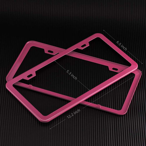 Pink License Plate Frame, Metal Thin Stainless Steel with 2 Holes Screw Cap, 2 Pack (Pink (Women's Favorite))...