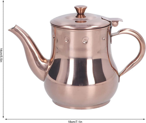 Teapots, 500ML Rose Gold Stainless Steel Teapot Integrated Cover and Anti?scalding Handle Design Tea Pot with Removable Infuser Suitable for Confe...