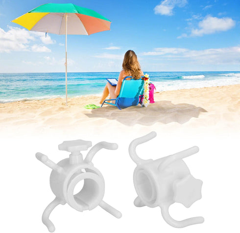 2pcs Sun Umbrella Hook, Beach Umbrella Hanging Hook 4 Prongs Plastic Umbrella Hook Hanging Plastic Beach Umbrella Hanging Hook Umbrella Hanger (Wh...