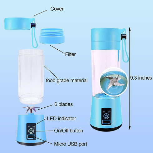 Portable Blender for Shakes and Smoothies, Personal Blender, Travel Lid for Kitchen, Office, Travel, Picnic, Gym & Travel, Personal Size Blenders ...