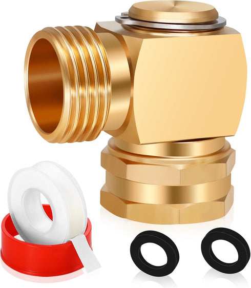 Boltigen 90 Degree Hose Swivel Elbow, Brass Garden Hose Swivel Adapter Fitting, 3/4 GHT Garden hose Extension Connector, Garden Hose Kink Protecto...