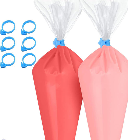 30-Piece Set Plant Twist Ties for Icing Bag and Silicone Decoration Bag - Cake Decorating Supplies for Cookies and Pastry (10 Light Purple, 10 Blu...