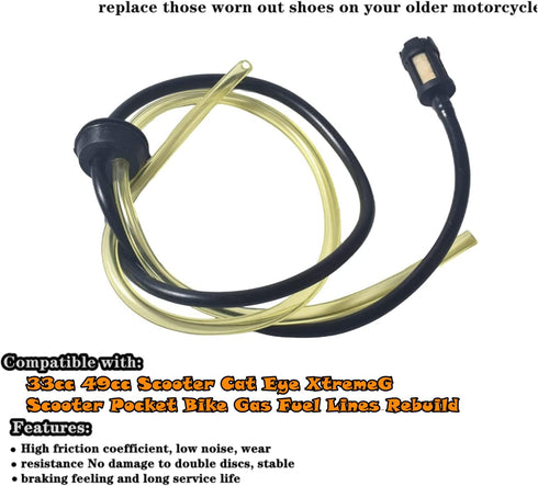 Gas Lines Fuel Hose Compatible with X1 X2 X7 X8 Cat Eye Zooma TY ROD G-Scooter 49cc-35 Inch Long Version...