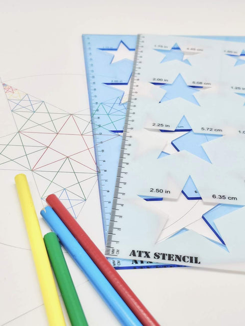 Star Stencil Template Combo Pack. includes hard plastic stencil + thin flexible stencil. Great for Flags and Various Craft Projects....