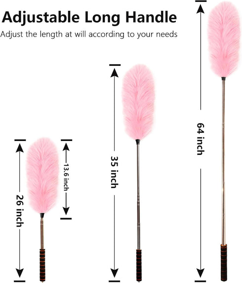 Lambs Wool Extendable Household Cleaning Duster 64" Wall Duster Cleaner with Stainless Steel Long Handle and Extension Pole for Cleaning High Ceil...