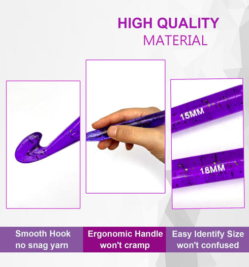 Weabetfu 18mm Large Crochet Hook,Huge Crochet Hooks for Chunky Yarn,Ergonomic Knitting Giant Crochet Hooks,Big Crochet Hooks for Knitting Yarn Car...