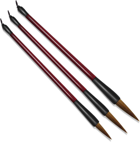 3 Sizes Chinese Calligraphy Brush Set, Kanji Sumi Drawing Brush with Resin Handle, Professional Traditional Chinese Painting Brush for Beginners S...