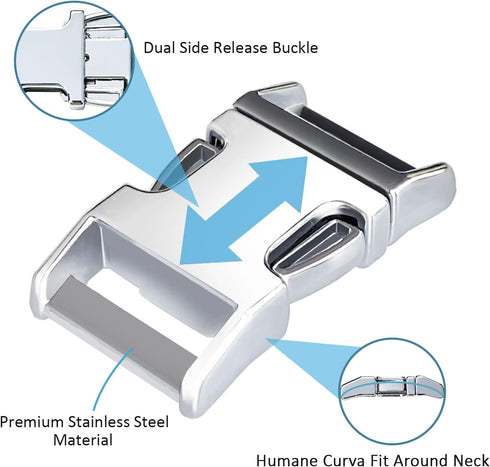 Dog Collar Buckle, Fastener Stainless Steel Buckle for Small Medium Large Dogs Collar Steel Chrome Plated No Pull Dog Collar Fastener (M:3.0mm, Ar...