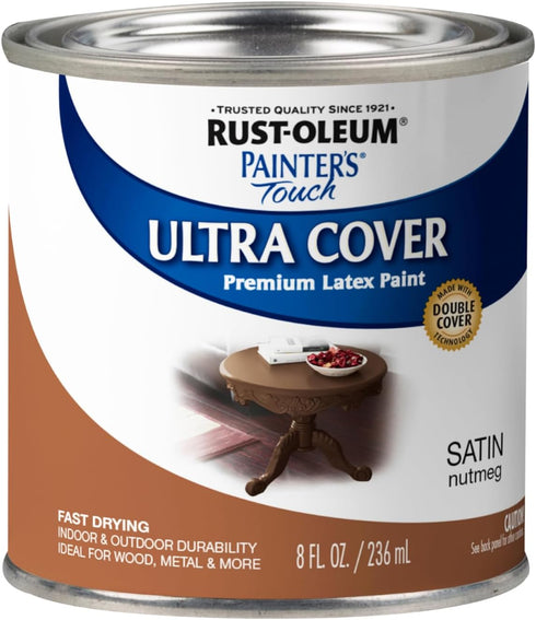 Rust-Oleum 240290 Painter's Touch Brush Paint Acry Satin Nutmeg 1/2Pt, 8 Fl Oz (Pack of 1), 11...