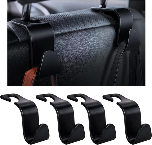 4PCS Car Seat Headrest Hook, Multifunctional Auto Seatback Hook Storage Organizer, Vehicle Seat Hanger Holder for Purse Coat Umbrella Grocery Bag,...