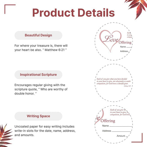 Church Offering Envelopes - Cash Envelopes For Tithes And Offering - Love Offering 2 Corinthians 9:7Tithing Envelopes - Pack of 100 - Swanson Chri...