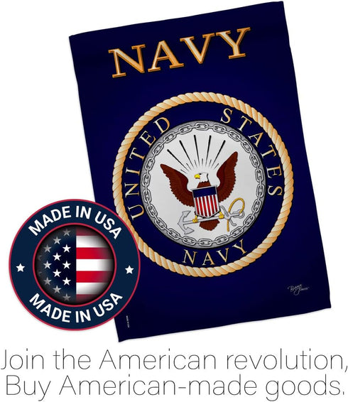 Breeze Decor US Navy USN Armed Forces Seabee Official Licensed United State American Military Retire Decorative, Garden Flag 13"x 18.5", Memorabil...