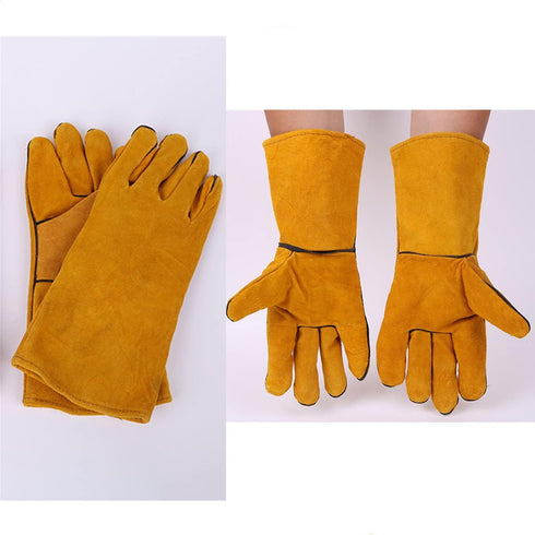 Yellow Leather Welding Gloves, 33cm/13inch...