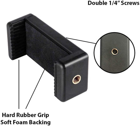 Acuvar Universal Cell Phone Tripod Mount Adapter, Phone Holder Clip Connector Head Used for Monopod Selfie Stick Travel Mini Flexible Tripod and M...