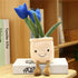 WUZHOU Tulip Plush Toy, 13.7" Flower Pot Stuffed Plushie Pillow Decoration, Soft Fluffy Toy Succulent Plants Friend Throw Pillow, Multicolor (Blue...