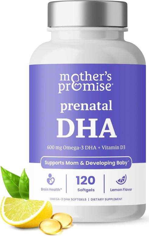 Prenatal DHA for Women 600mg + 400 IU Vitamin D3 | 120 Softgels | Supports Brain Health | Triglyceride Omega 3 Fish Oil DHA Prenatal Vitamins for ...