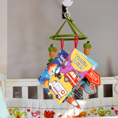 Vicloon Baby Books Toys, 2PCS Baby Books 6 to 12 Months, Touch and Feel Transport and Space Theme Crinkle Cloth Book, Tummy Time Soft Books Toys f...
