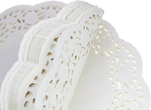 LJY 100 Pieces White Lace Round Paper Doilies Cake Packaging Pads Wedding Tableware Decoration (13.5 Inch)...