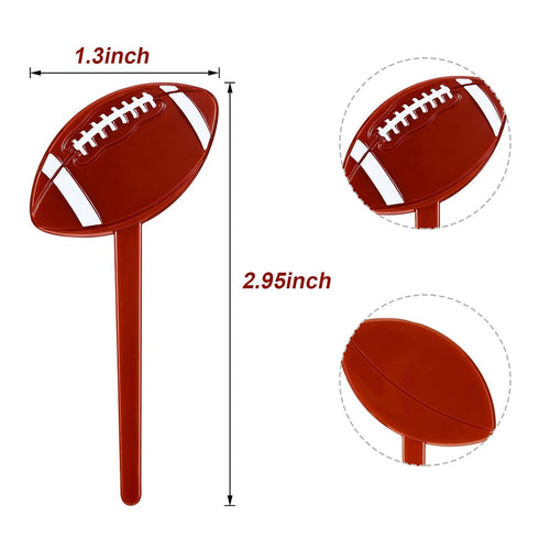Blulu 48 Brown Acrylic Football Cake Toppers & Toothpicks - 48 Pieces - Football Theme Party Decorations...