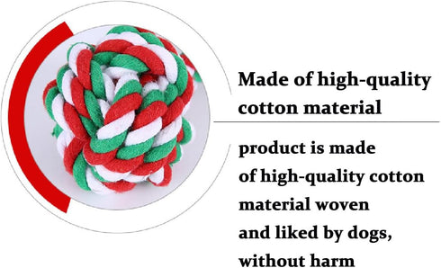 Dog Chew Toys,Dog Toys for Small Dogs and Medium Dogs for Boredom and Stimulating Teeth Cleaning Gum Massage Tug Christmas Dog Ball Rope Toy Set o...