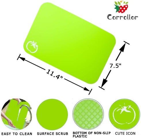 Small Flexible Plastic Cutting Board Mats, 2 Pack Cutting Boards Mats With Food Icons, Gripped Back and Dishwasher Safe, Set of 4,7.5x11.4inch (2)...