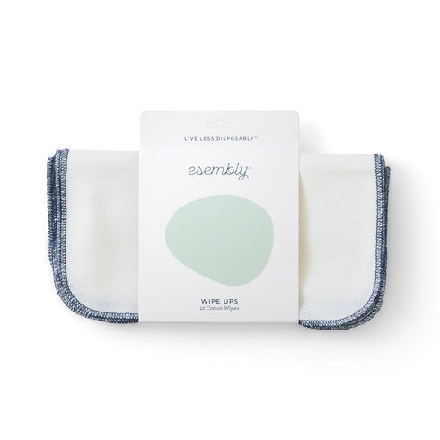 Esembly Wipe Ups, Organic Cotton Reusable Baby Wipes, Soft and Sturdy Washable Cloth Diaper Wipes, One Size, 12-pk...