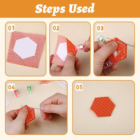 600 Pieces Paper Piecing Hexagon Paper Piecing Template 6 Sizes White Paper Piecing Quilting Template Hexagon Shape for Quilting, Sewing, Craft Id...