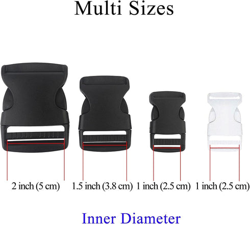 BEAULEGAN Plastic Buckles 1 Inch (Pack of 10) - Quick Side Release for Luggage Straps, Pet Collar, Backpack Repair, Dual Adjustable Ends, Black...